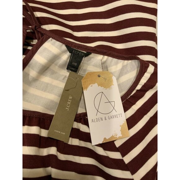 J. Crew Maroon & White Striped Shirt with Tie Back, Size XXS, NWT! - Picture 5 of 5